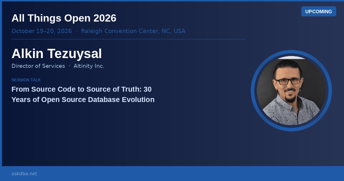Alkin Tezuysal speaker card - All Things Open 2026